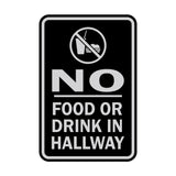Portrait Round No Food Or Drink In Hallway Sign