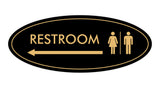Oval Restroom Left Arrow Sign