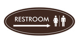 Oval Restroom Right Arrow Sign