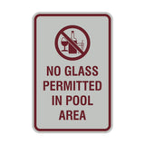 Signs ByLITA Portrait Round No Glass Permitted In Pool Area Sign with Adhesive Tape, Mounts On Any Surface, Weather Resistant, Indoor/Outdoor Use