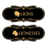 Designer Lions and Lionesses, Novelty Restroom (Set of 2) Wall or Door Signs