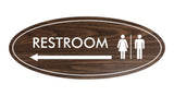 Oval Restroom Left Arrow Sign