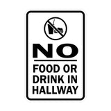 Portrait Round No Food Or Drink In Hallway Sign