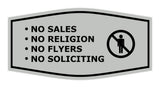 Fancy No Sales, No Religion, No Flyers, No Soliciting Wall or Door Sign