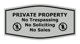 Fancy Private Property No Trespassing No Soliciting No Sales Wall or Door Sign
