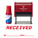 Red Received By Date Self Inking Rubber Stamp Combo With Refill