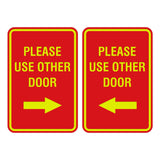 Portrait Round Please Use Other Door Sign Set with Adhesive Tape, Mounts On Any Surface, Weather Resistant
