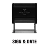 Black Sign & Date Self Inking Rubber Stamp