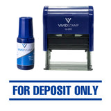 Blue For Deposit Only Self Inking Rubber Stamp Combo with Refill