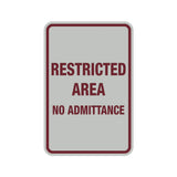 Portrait Round Restricted Area No Admittance Sign with Adhesive Tape, Mounts On Any Surface, Weather Resistant