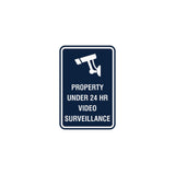 Portrait Round Property Under 24 HR Video Surveillance Sign with Adhesive Tape, Mounts On Any Surface, Weather Resistant