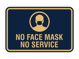 Classic Framed No Face Mask No Service Sign