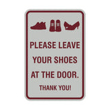 Portrait Round Please leave your shoes at the door thank you Sign with Adhesive Tape, Mounts On Any Surface, Weather Resistant