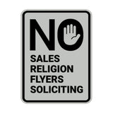 Portrait Round No Sales, No Religion, No Flyers, No Soliciting Wall or Door Sign