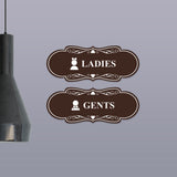 Designer Ladies and Gents Restroom Signs, Bow Ties and Tiaras (Set of 2) Wall or Door Sign