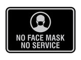 Classic Framed No Face Mask No Service Sign