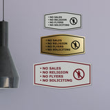Fancy No Sales, No Religion, No Flyers, No Soliciting Wall or Door Sign