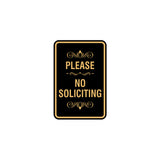 Portrait Round please no soliciting Sign with Adhesive Tape, Mounts On Any Surface, Weather Resistant