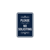 Portrait Round please no soliciting Sign with Adhesive Tape, Mounts On Any Surface, Weather Resistant