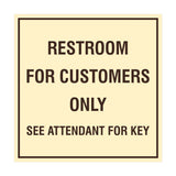 Square Restroom For Customers Sign with Adhesive Tape, Mounts On Any Surface, Weather Resistant