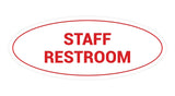 White/Red Oval STAFF RESTROOM Sign