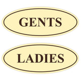 Oval LADIES GENTS Restroom Signs - 2 Pack
