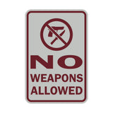 Portrait Round No Weapons Allowed Sign