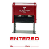 Red Entered By Date Self Inking Rubber Stamp