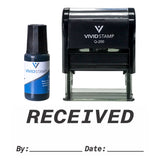 Black Received By Date Self Inking Rubber Stamp Combo With Refill