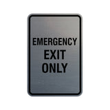 Portrait Round Emergency Exit Only Sign with Adhesive Tape, Mounts On Any Surface, Weather Resistant
