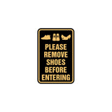 Portrait Round please remove shoes before entering Sign with Adhesive Tape, Mounts On Any Surface, Weather Resistant