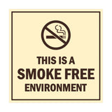 Square this is a smoke free environment Sign with Adhesive Tape, Mounts On Any Surface, Weather Resistant