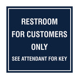 Square Restroom For Customers Sign with Adhesive Tape, Mounts On Any Surface, Weather Resistant