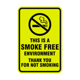 Signs ByLITA Portrait Round This is a Smoke Free Environment Thank you for not smoking Sign