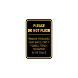 Portrait Round please do not flush etiquette Sign with Adhesive Tape, Mounts On Any Surface, Weather Resistant