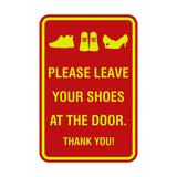 Portrait Round Please leave your shoes at the door thank you Sign with Adhesive Tape, Mounts On Any Surface, Weather Resistant