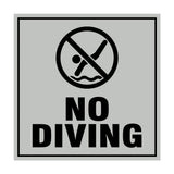 Square No Diving Sign with Adhesive Tape, Mounts On Any Surface, Weather Resistant