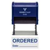 Blue Ordered With Date Line Self-Inking Office Rubber Stamp