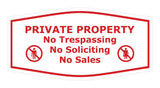Fancy Private Property No Trespassing No Soliciting No Sales Wall or Door Sign