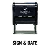 Black Sign & Date Self Inking Rubber Stamp