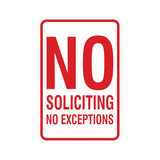 Portrait Round No Soliciting No Exceptions Sign