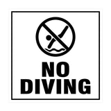 Square No Diving Sign with Adhesive Tape, Mounts On Any Surface, Weather Resistant