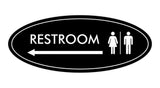 Oval Restroom Left Arrow Sign