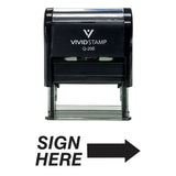 Black SIGN HERE Self Inking Rubber Stamp