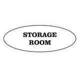 White Oval STORAGE ROOM Sign