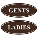 Oval LADIES GENTS Restroom Signs - 2 Pack