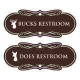 Designer Bucks and Does Novelty Restroom Signs (Set of 2) Wall or Door Sign