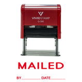 Red Mailed With By Date Line Self Inking Rubber Stamp