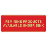 Feminine Products Available Under Sink Sign