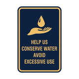 Signs ByLITA Portrait Round Help Us Conserve Water Avoid Excessive Use Sign with Adhesive Tape, Mounts On Any Surface, Weather Resistant, Indoor/Outdoor Use